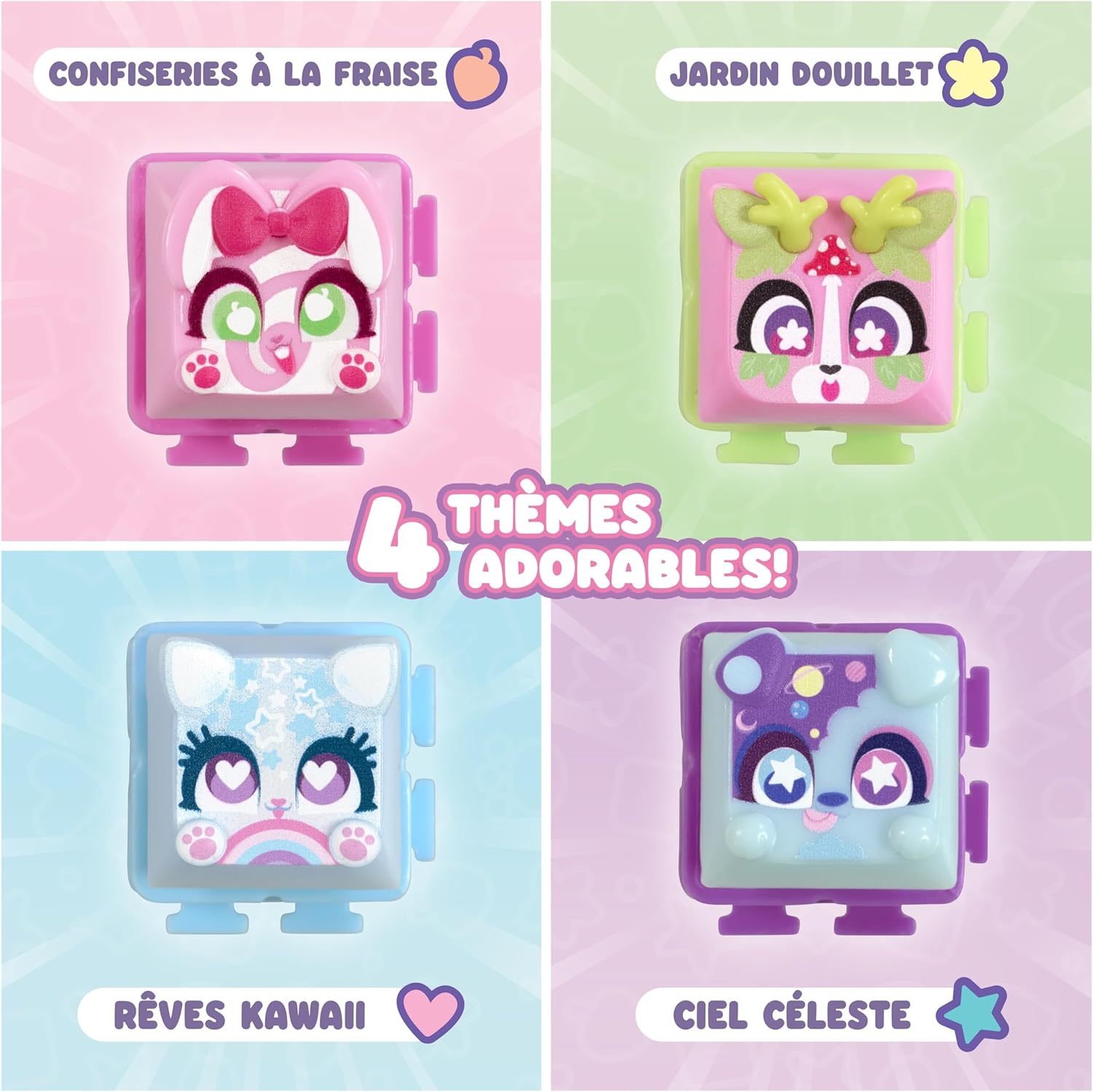 Deluxe Keychain - Includes 7 Clickable Keyboard Collectibles - 70 Characters To Find, Cute Themes & Rare Surprises - Girls Gifts and Collectables Ages 6 Plus, Pink