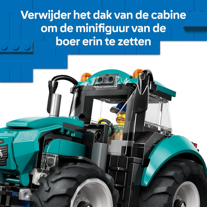 LEGO City Tractor Toy - Farm Vehicle Model Building Kit with a Farmer Minifigure - Birthday Gift Idea for 6+ Year Old Boys and Engineering Fans - 60498