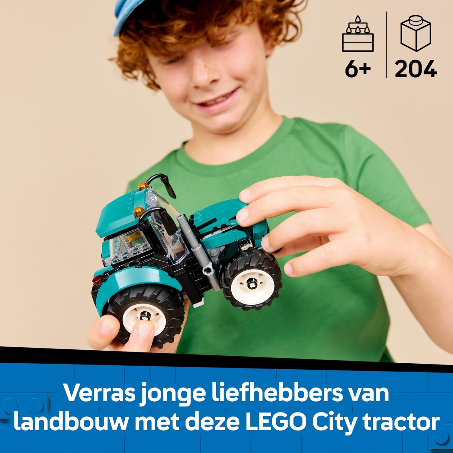LEGO City Tractor Toy - Farm Vehicle Model Building Kit with a Farmer Minifigure - Birthday Gift Idea for 6+ Year Old Boys and Engineering Fans - 60498