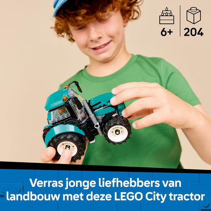 LEGO City Tractor Toy - Farm Vehicle Model Building Kit with a Farmer Minifigure - Birthday Gift Idea for 6+ Year Old Boys and Engineering Fans - 60498