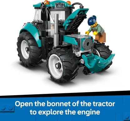 LEGO City Tractor Toy - Farm Vehicle Model Building Kit with a Farmer Minifigure - Birthday Gift Idea for 6+ Year Old Boys and Engineering Fans - 60498