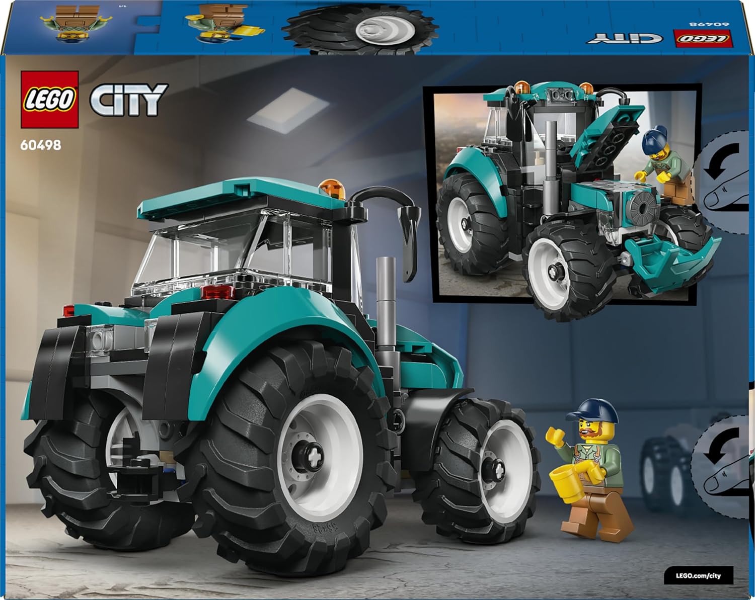 LEGO City Tractor Toy - Farm Vehicle Model Building Kit with a Farmer Minifigure - Birthday Gift Idea for 6+ Year Old Boys and Engineering Fans - 60498