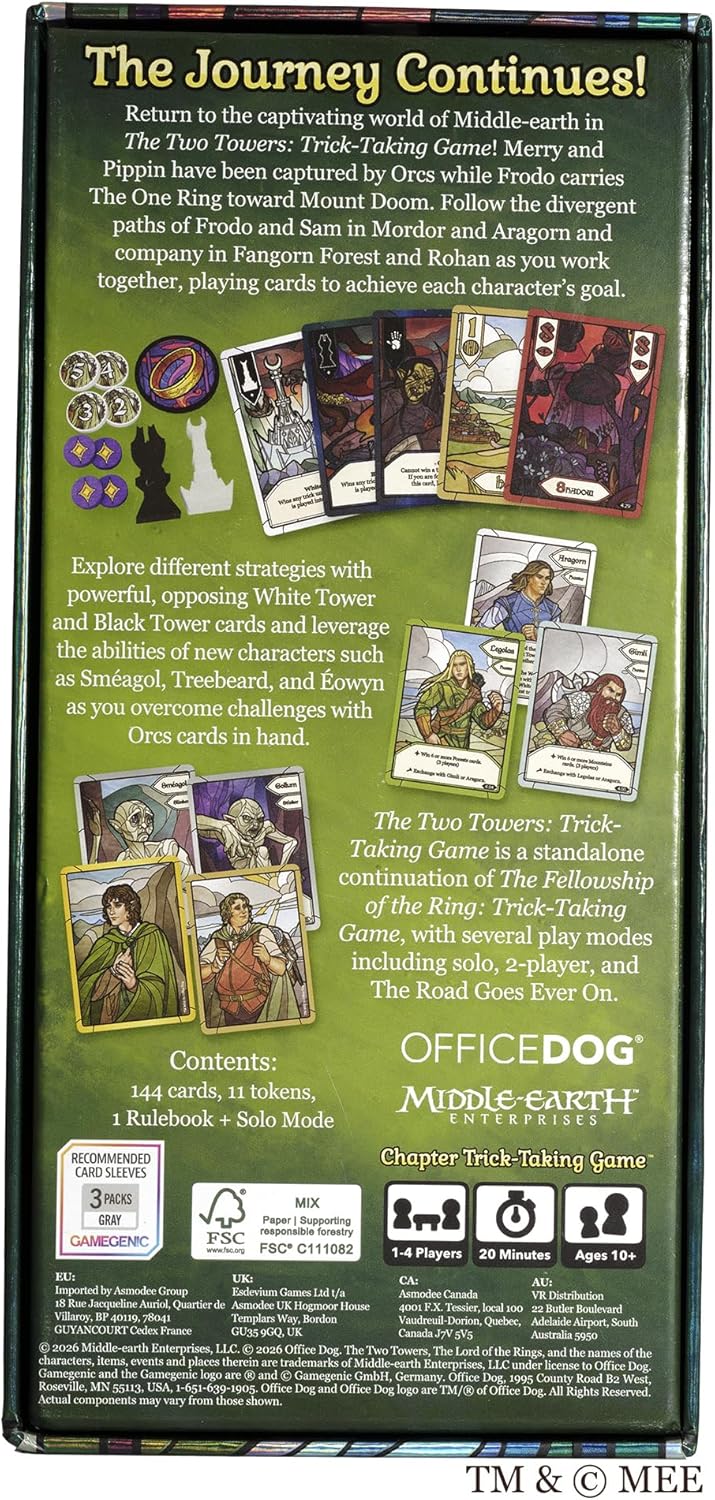 Asmodee | The Lord Of The Rings: The Two Towers: Trick-Taking Game | Coöperatief kaartspel | Leeftijd 10+ | 1-4 spelers | 20+ minuten speeltijd Engels