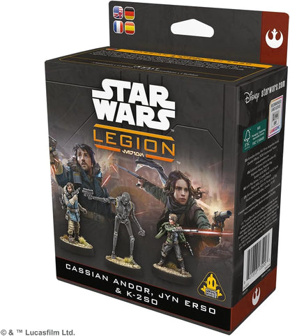 Asmodee | Star Wars Legion - Cassian Andor, Jyn Erso & K-2SO | Miniatures Tabletop Game | Ages 14+ | 2 Players | 3 Hours Playing Time