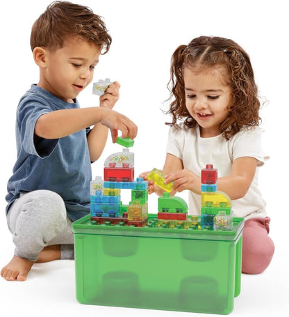 Jelly Blox 2-in-1 Storage Kit - Includes 30 Blocks - Toddler & Preschool Building Blocks Kids Can Squeeze, Stretch, Squish - Safety Tested & Ouch-Free - Tactile, Sensory Play Toy for Ages 2 Plus