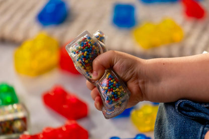 Jelly Blox 2-in-1 Storage Kit - Includes 30 Blocks - Toddler & Preschool Building Blocks Kids Can Squeeze, Stretch, Squish - Safety Tested & Ouch-Free - Tactile, Sensory Play Toy for Ages 2 Plus