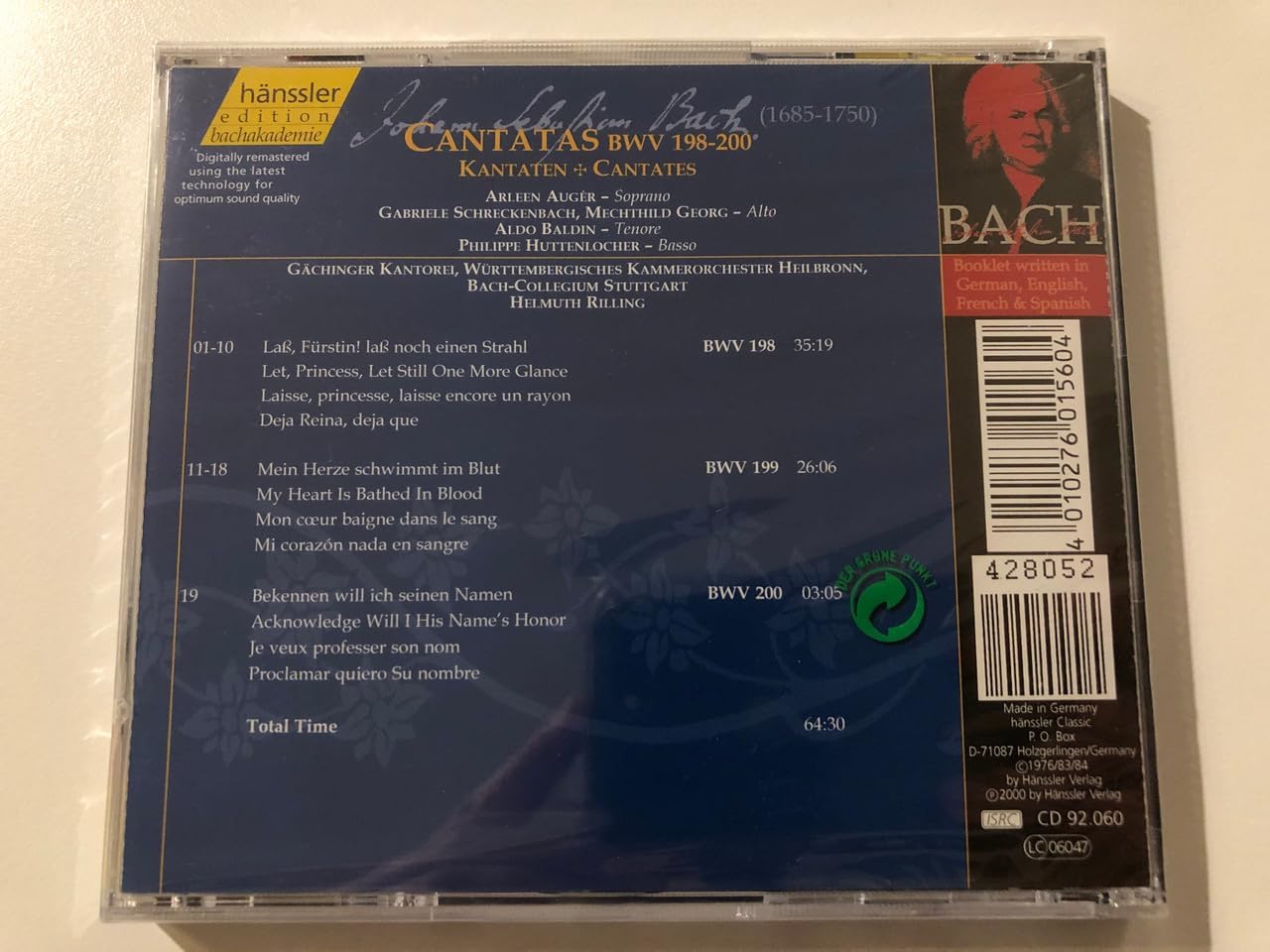 Cantatas Nos. 198 - 200 (Rilling, Stuttgart Bach Collegium)