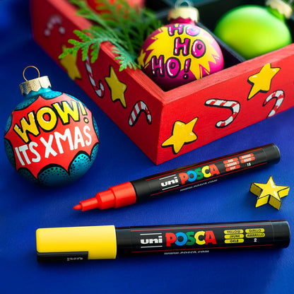 Uni-Ball 182548 - POSCA Marker Set, 4 acrylstiften neon PC-5M, permanente marker 1,8-2,5 mm ronde punt