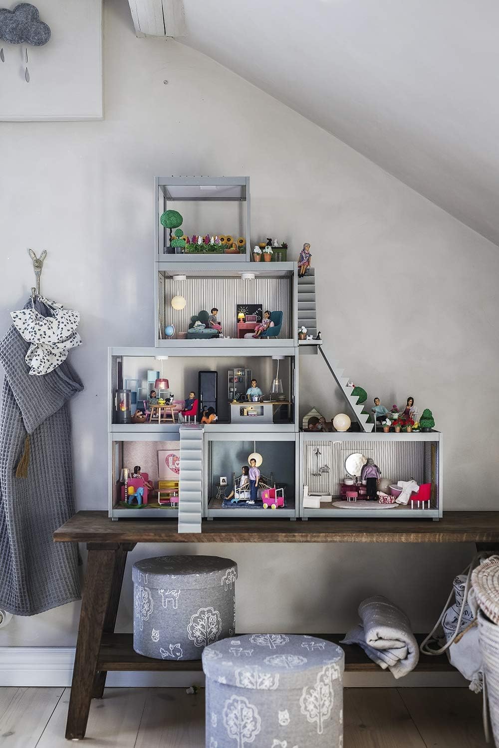 Lundby Poppenhuis accessoires - trappen voor poppenhuis - 20,5 cm spel huis trap voor minipoppen 11 cm - leeftijd 3+, schaal 1:18