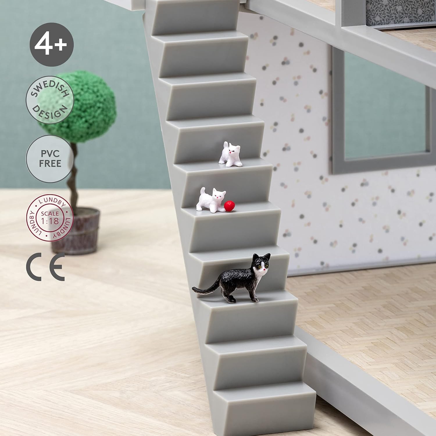 Lundby Poppenhuis accessoires - trappen voor poppenhuis - 20,5 cm spel huis trap voor minipoppen 11 cm - leeftijd 3+, schaal 1:18