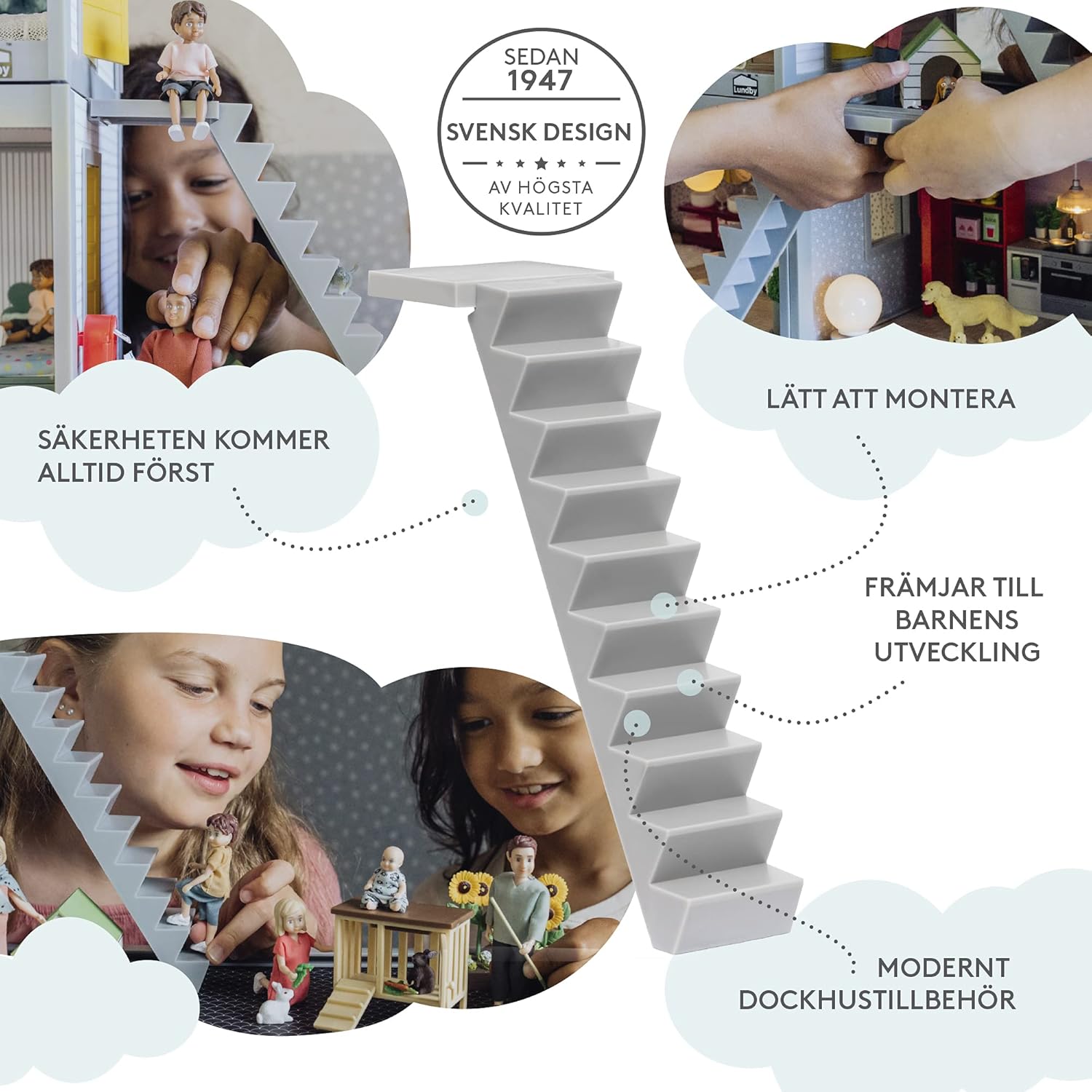 Lundby Poppenhuis accessoires - trappen voor poppenhuis - 20,5 cm spel huis trap voor minipoppen 11 cm - leeftijd 3+, schaal 1:18