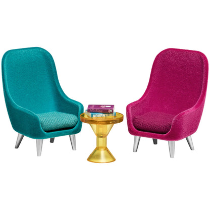 Lundby Armchair Stoelset, groen/pruim, geel