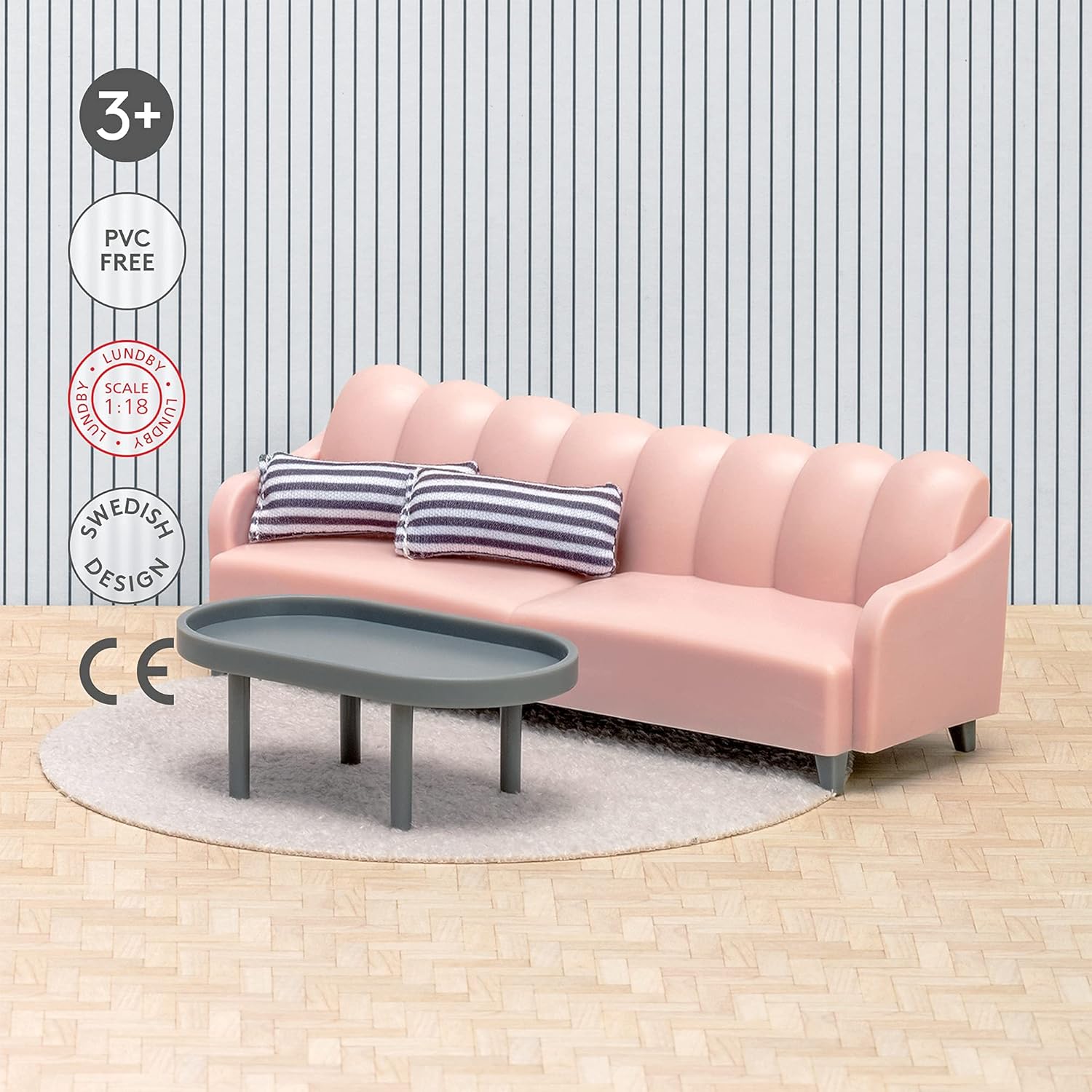 LUNDBY Poppenhuis Meubels Woonkamersets - Poppenhuis Accessoires - 5-delig voor minipopjes 11 cm, Leeftijd 3+, 1:18