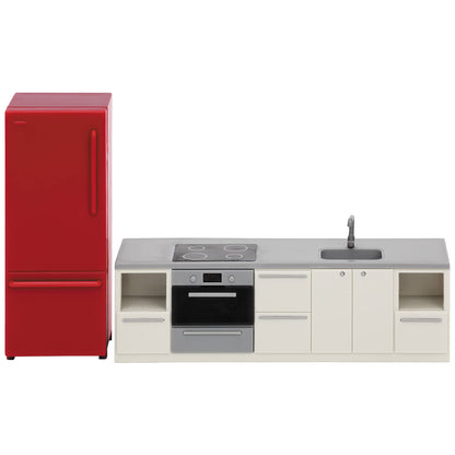 LUNDBY Poppenhuis Meubels Keuken Accessoires - Poppenhuis Aanrecht Kast Kookplaat Koelkast, 2-delige set voor 11 cm miniatuurpoppen, Leeftijd 3+ Schaal 1:18