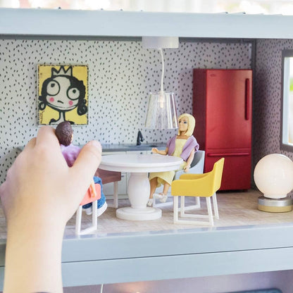LUNDBY Dollhouse Meubels Eetkamer Tafelstoel Set - 5-delige poppenhuis accessoires voor mini-poppen 11 cm - leeftijd 4+, schaal 1:18