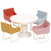 LUNDBY Dollhouse Meubels Eetkamer Tafelstoel Set - 5-delige poppenhuis accessoires voor mini-poppen 11 cm - leeftijd 4+, schaal 1:18