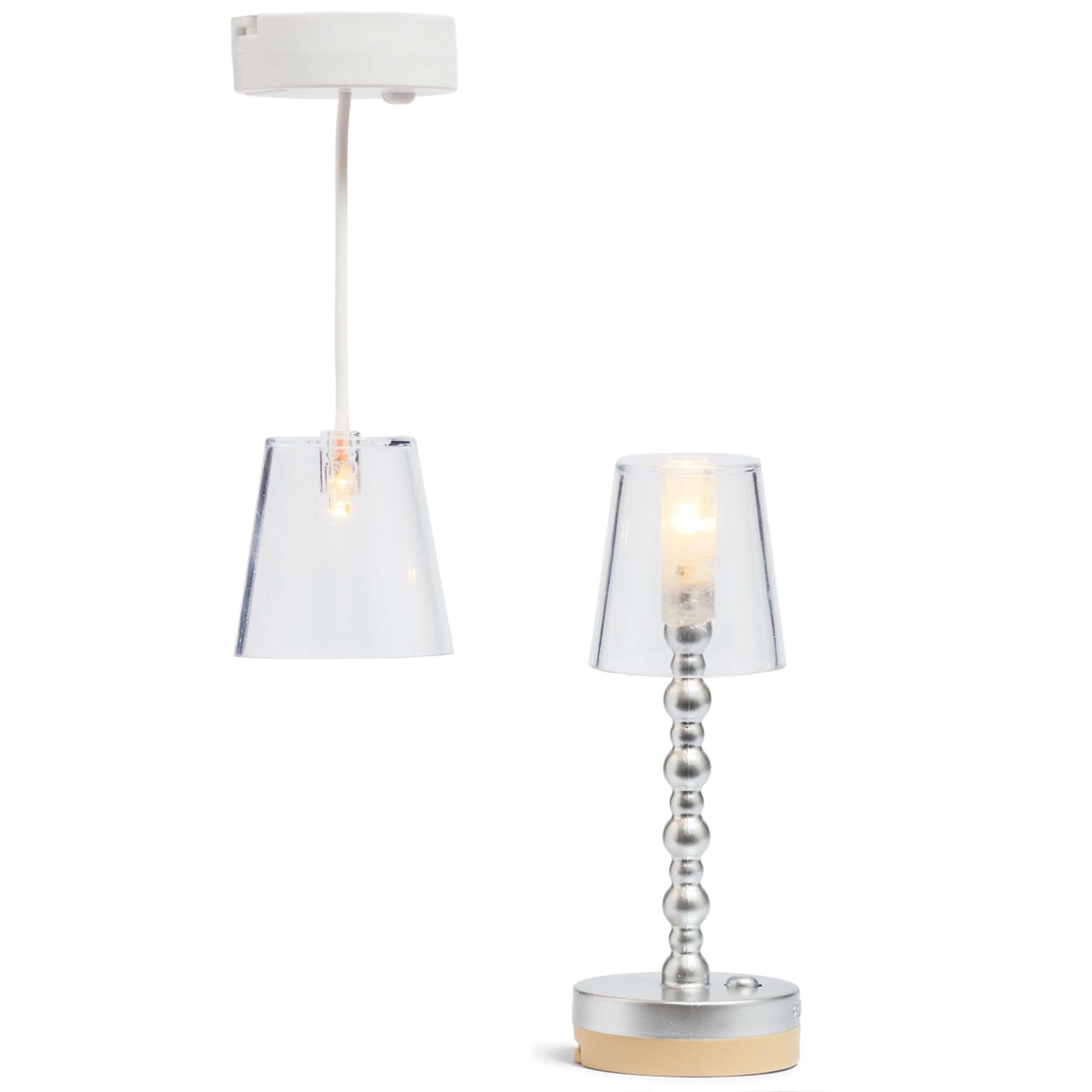 LUNDBY Poppenhuisverlichting werkt op batterijen, mini-poppenhuisaccessoires, kleine led-vloerlamp en plafondlamp, poppenhuismeubelset, mini-ledverlichting, eenvoudig te installeren, Zweeds ontwerp, 1