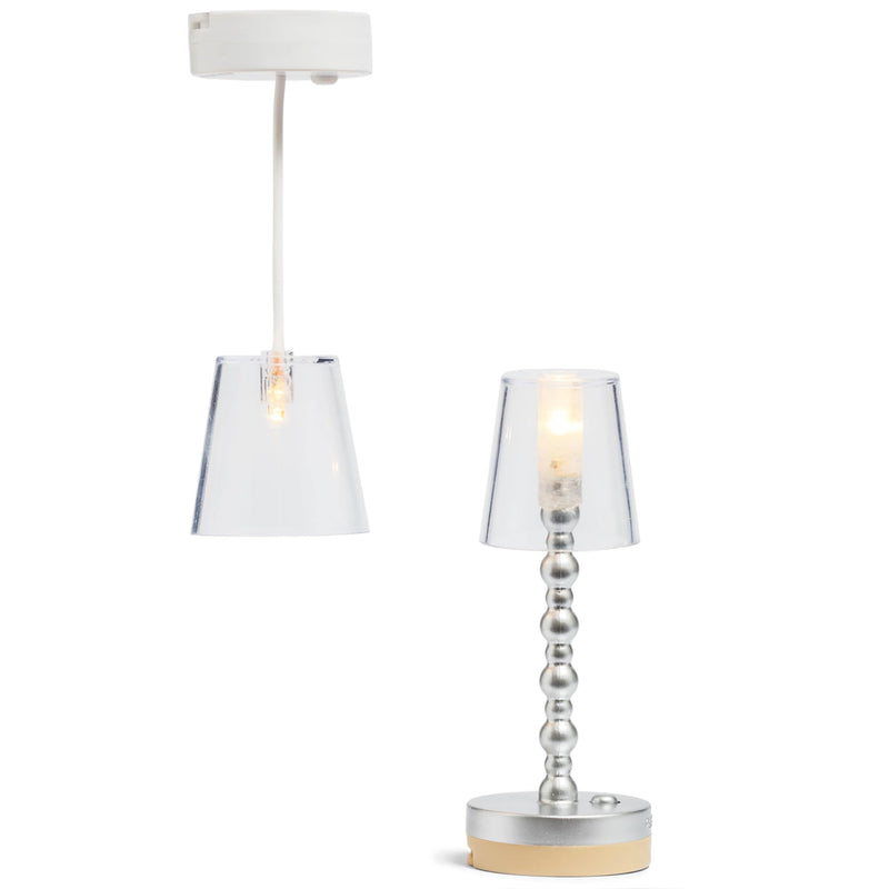 LUNDBY Poppenhuisverlichting werkt op batterijen, mini-poppenhuisaccessoires, kleine led-vloerlamp en plafondlamp, poppenhuismeubelset, mini-ledverlichting, eenvoudig te installeren, Zweeds ontwerp, 1