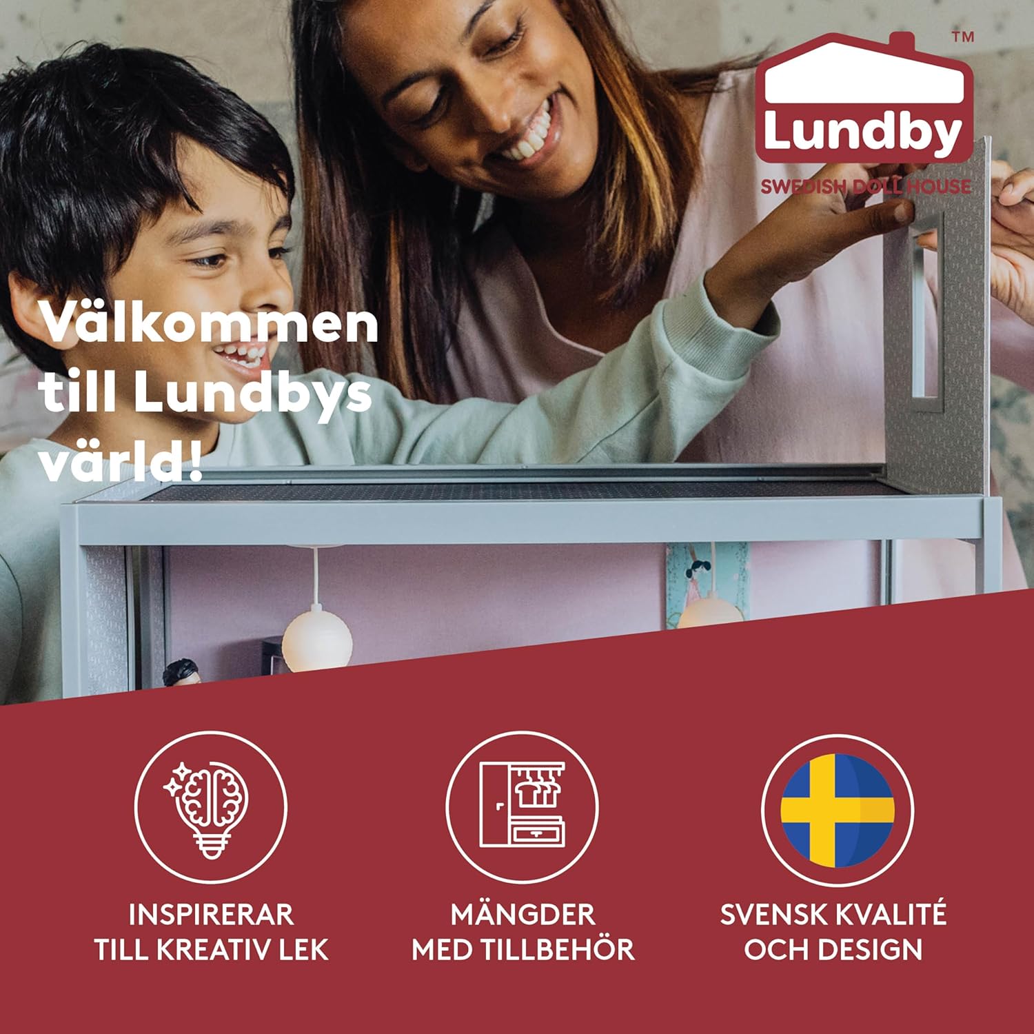 LUNDBY Poppenhuisverlichting werkt op batterijen, mini-poppenhuisaccessoires, kleine led-vloerlamp en plafondlamp, poppenhuismeubelset, mini-ledverlichting, eenvoudig te installeren, Zweeds ontwerp, 1