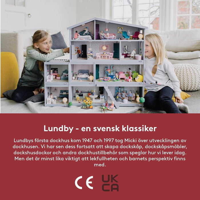 LUNDBY Poppenhuisverlichting werkt op batterijen, mini-poppenhuisaccessoires, kleine led-vloerlamp en plafondlamp, poppenhuismeubelset, mini-ledverlichting, eenvoudig te installeren, Zweeds ontwerp, 1