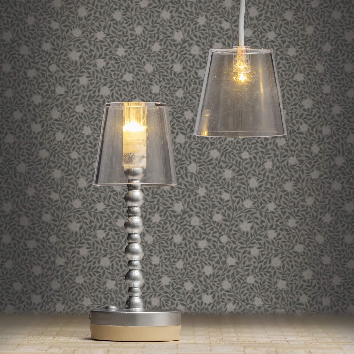 LUNDBY Poppenhuisverlichting werkt op batterijen, mini-poppenhuisaccessoires, kleine led-vloerlamp en plafondlamp, poppenhuismeubelset, mini-ledverlichting, eenvoudig te installeren, Zweeds ontwerp, 1