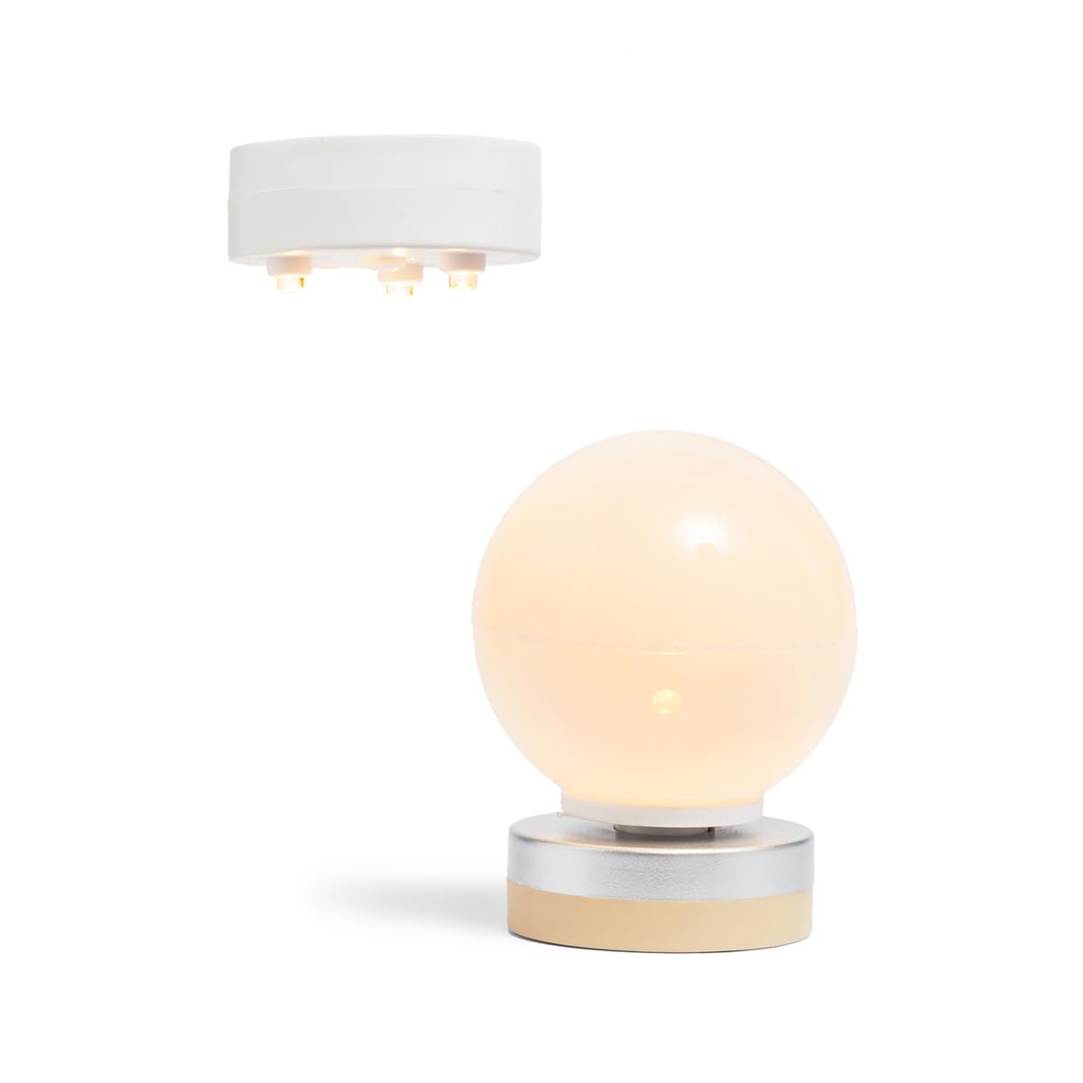 LUNDBY Accessoires voor poppenhuisverlichting, plafondlamp, schijnwerpers + vloerlamp, mini-batterij-aangedreven ledverlichting voor minipoppen, 11 cm, 2 stuks, leeftijd 4 jaar, 1:18