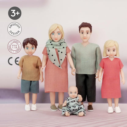 Lundby - Family Mom, Dad, 2 Children & 1 Baby (18036)