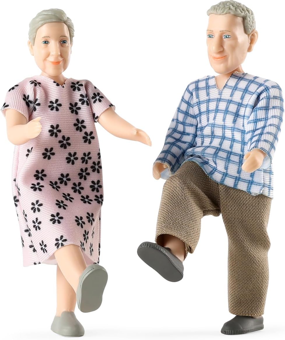 Lundby Poppenhuis Mensen Familie - Poppenhuisfiguren, Charlie Poppenhuis Familie Set Grootouders 2 Volwassenen, Buigbare Plastic Poppenhuispoppen voor meisjes en jongens vanaf 3 jaar, 1:18, Zweeds