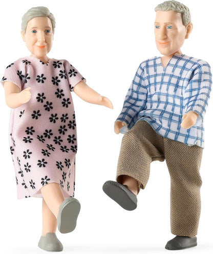 Lundby Poppenhuis Mensen Familie - Poppenhuisfiguren, Charlie Poppenhuis Familie Set Grootouders 2 Volwassenen, Buigbare Plastic Poppenhuispoppen voor meisjes en jongens vanaf 3 jaar, 1:18, Zweeds