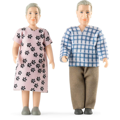 Lundby Poppenhuis Mensen Familie - Poppenhuisfiguren, Charlie Poppenhuis Familie Set Grootouders 2 Volwassenen, Buigbare Plastic Poppenhuispoppen voor meisjes en jongens vanaf 3 jaar, 1:18, Zweeds