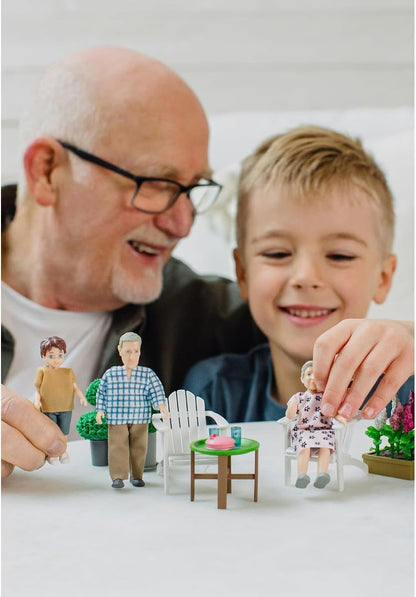 Lundby Poppenhuis Mensen Familie - Poppenhuisfiguren, Charlie Poppenhuis Familie Set Grootouders 2 Volwassenen, Buigbare Plastic Poppenhuispoppen voor meisjes en jongens vanaf 3 jaar, 1:18, Zweeds