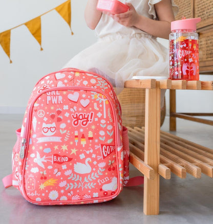 A Little Lovely Company Transparante Drinkfles met uniek design, 450 ml | Geschikt voor kleurschool, schooopvang, basisschool, vakantie, on the go (Fun