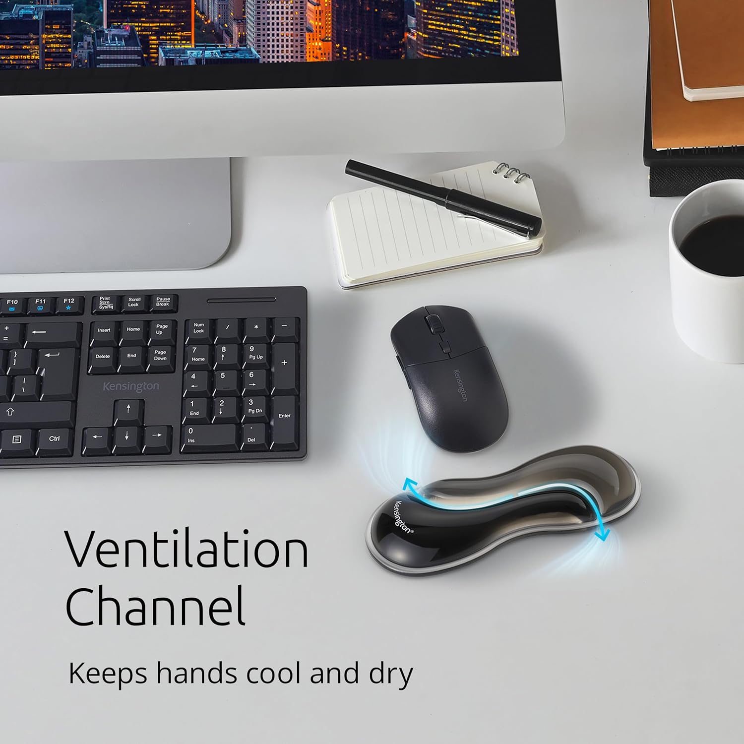 Kensington Slim Duo Gel Mouse and Trackball Wrist Rest, 192 x 72 x 22mm, Ergonomic Support for Wrist Strain and Discomfort, Compatible with Low Profile Mice and Trackballs, Black/Grey (K62438WW)