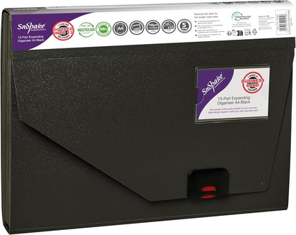 Snopake A4 Expanding Organiser 13-Part – Black  Ref: 11219