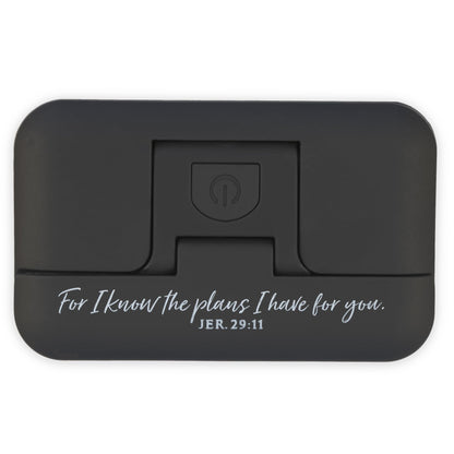 I Know The Plans Jeremiah 29:11 Adjustable Magnetic Clip LED Book Light for Reading in Bed, Crafts, Sewing, Car Trips | 3 Modes: Bright, Dim, Pulse/Strobe, Black