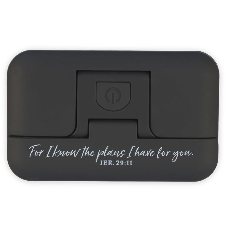 I Know The Plans Jeremiah 29:11 Adjustable Magnetic Clip LED Book Light for Reading in Bed, Crafts, Sewing, Car Trips | 3 Modes: Bright, Dim, Pulse/Strobe, Black