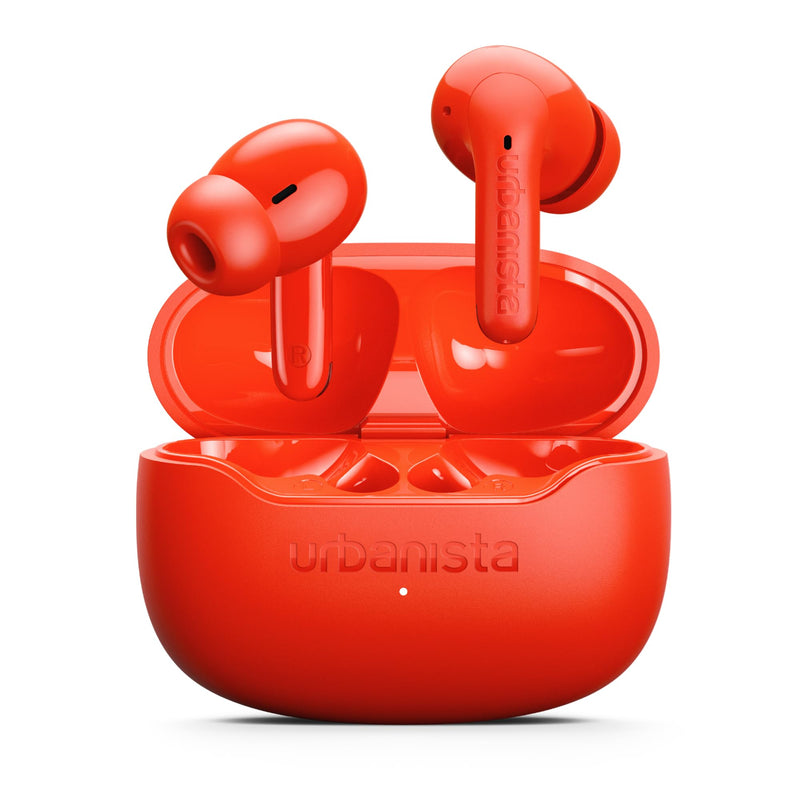 Urbanista Palermo Cuffie In‑Ear True Wireless con ANC - Autonomia 32h, Multipoint Bluetooth, IPX4, Custodia Tascabile - Papavero Arancione