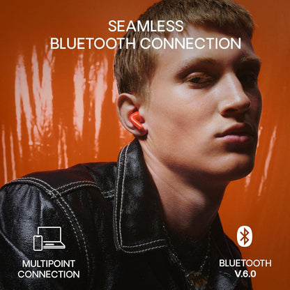 Urbanista Palermo Cuffie In‑Ear True Wireless con ANC - Autonomia 32h, Multipoint Bluetooth, IPX4, Custodia Tascabile - Papavero Arancione