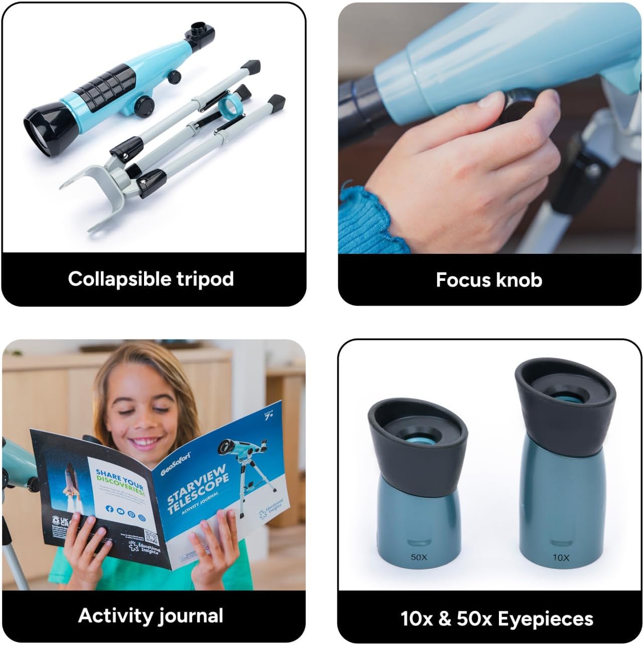 Learning Resources GeoSafari Starview Telescope, Ages 7+, Kids Telescope for Astronomy, STEM Science Toy with 10x & 50x Magnification