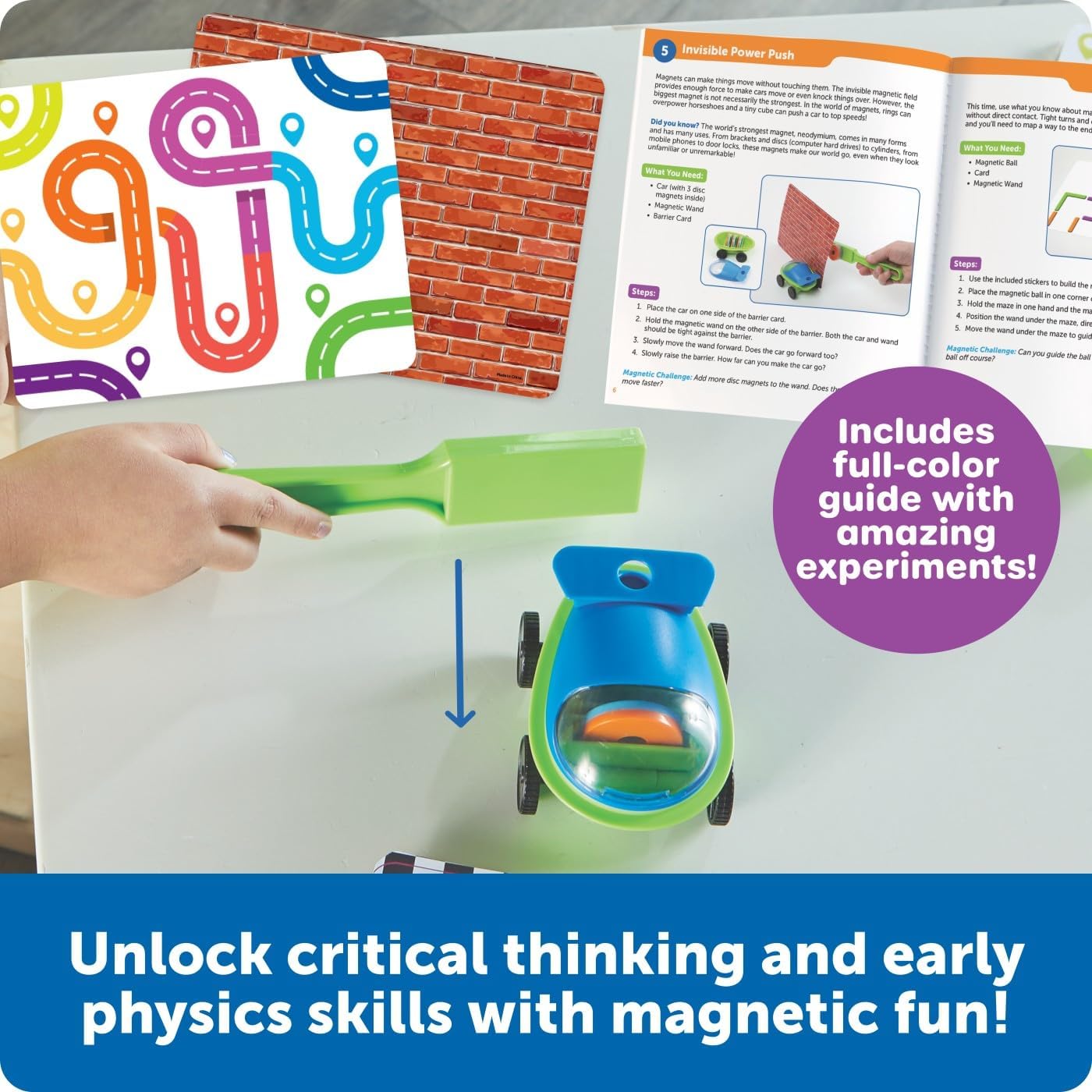 Learning Resources STEM Explorers Magnetworks Mega Magnets Set, Ages 5+, Magnetic Science Kit for Kids, 46-Piece STEM Toy, Physics Experiment Set for Home & Classroom