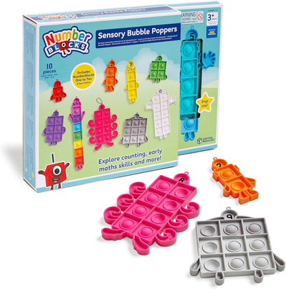 Learning Resources Numberblocks Sensory Bubble Poppers, Push Pop Fidget Toys, Keychains for Kids, Counting Maths Manipulatives, Calm Down Corner Supplies, Preschool Classroom Must Haves