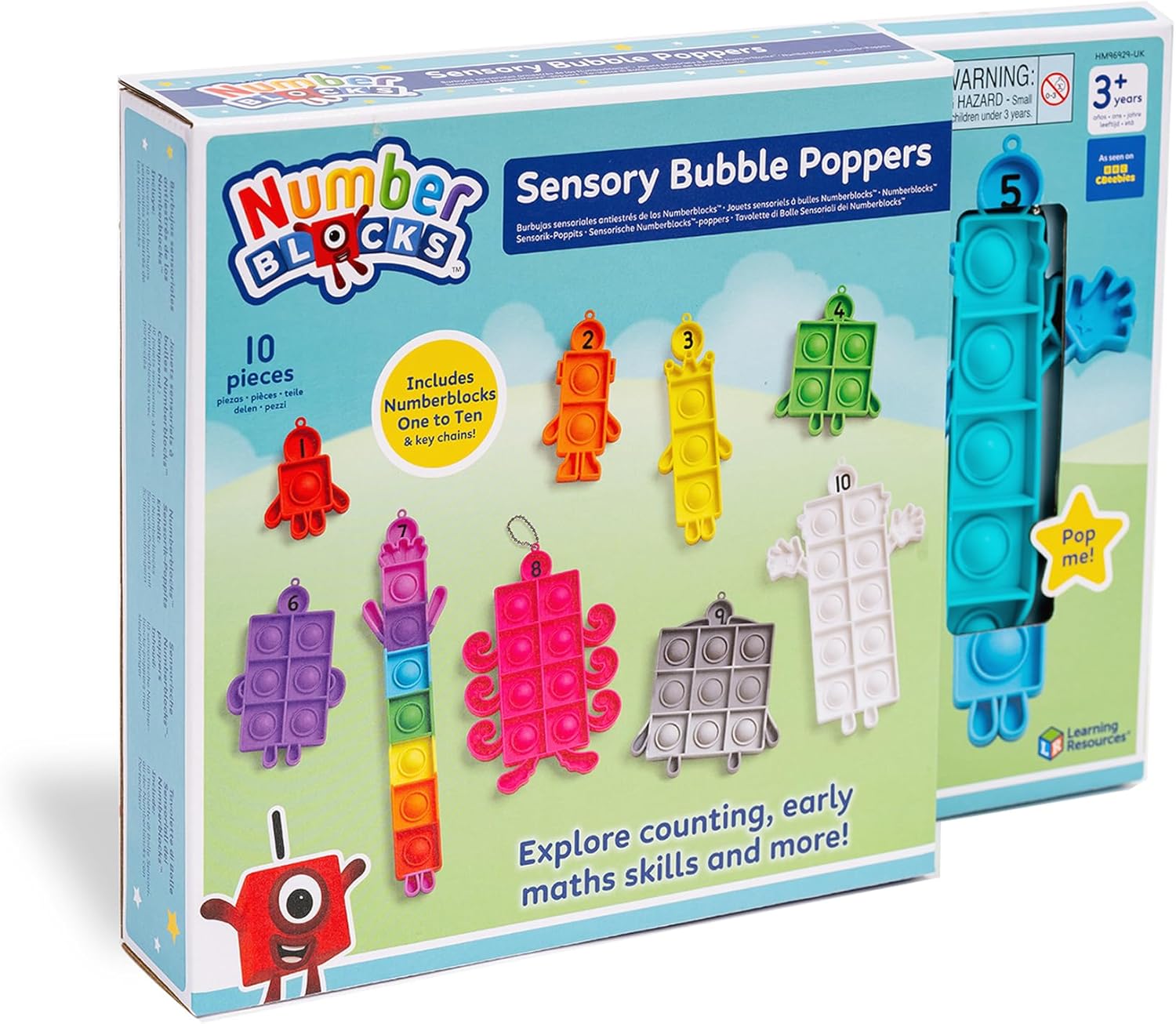 Learning Resources Numberblocks Sensory Bubble Poppers, Push Pop Fidget Toys, Keychains for Kids, Counting Maths Manipulatives, Calm Down Corner Supplies, Preschool Classroom Must Haves