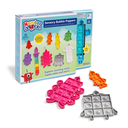 Learning Resources Numberblocks Sensory Bubble Poppers, Push Pop Fidget Toys, Keychains for Kids, Counting Maths Manipulatives, Calm Down Corner Supplies, Preschool Classroom Must Haves