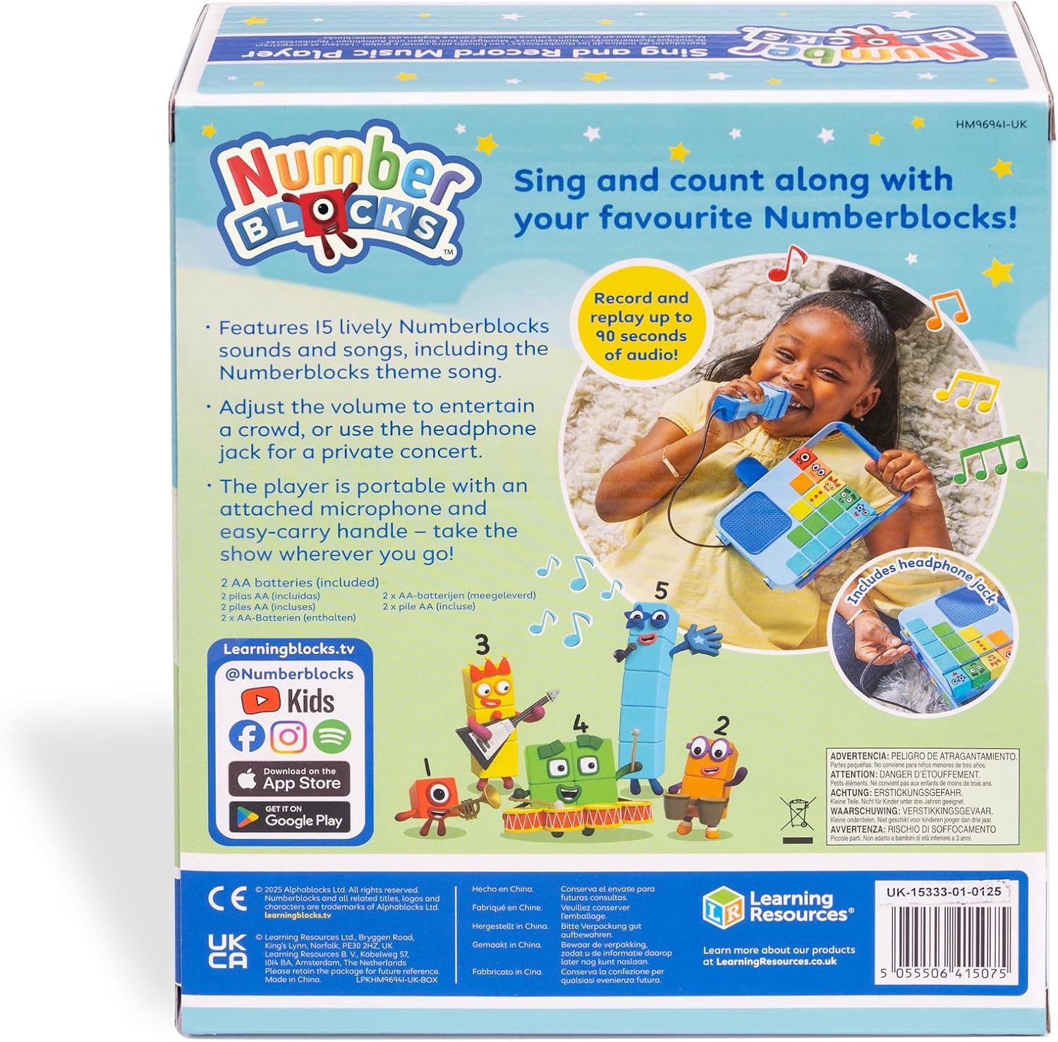 Learning Resources Numberblocks Sing and Record Music Player, Ages 3+, Educational Musical Toy with Microphone, Songs, Counting & Early Maths Fun