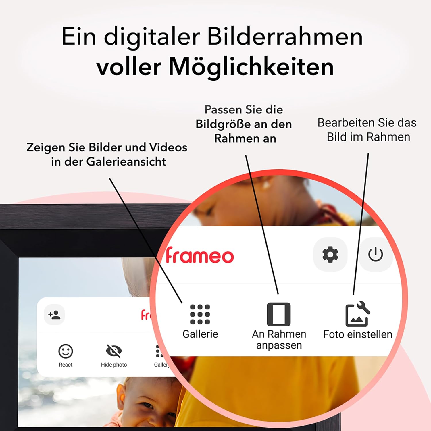 Rollei - Smarter Picture Frame - 10 Diagonal - Wifi - App Control - Wood Frame - Model 105 - 10.1
