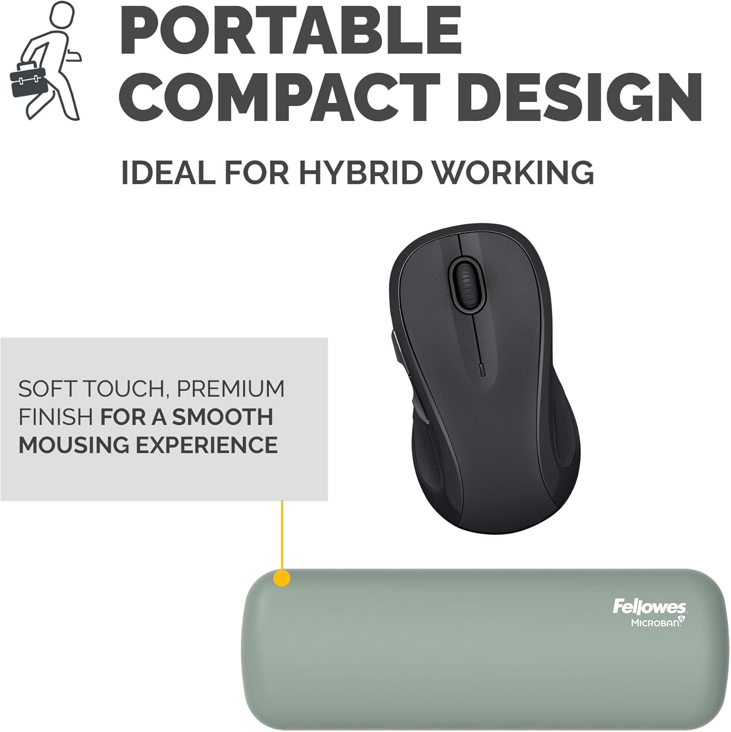 Fellowes Mini Reposamuñecas para ratón Breyta Verde – Hex Cushion Technology, Silicona, diseño Compacto, portátil, para Uso con Ordenador, Mac o portátil. Adecuado para casa, Oficina y Gaming.