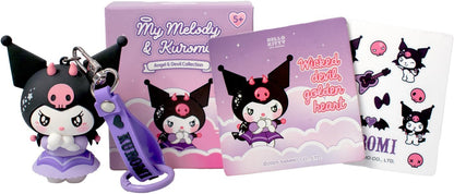 Kuromi Diablo Figur mit Schlüsselanhänger und Zubehör - Kuromi und My Melody Angel&Devil Kollektion - für Fans von Hello Kitty and Friends Kawaii