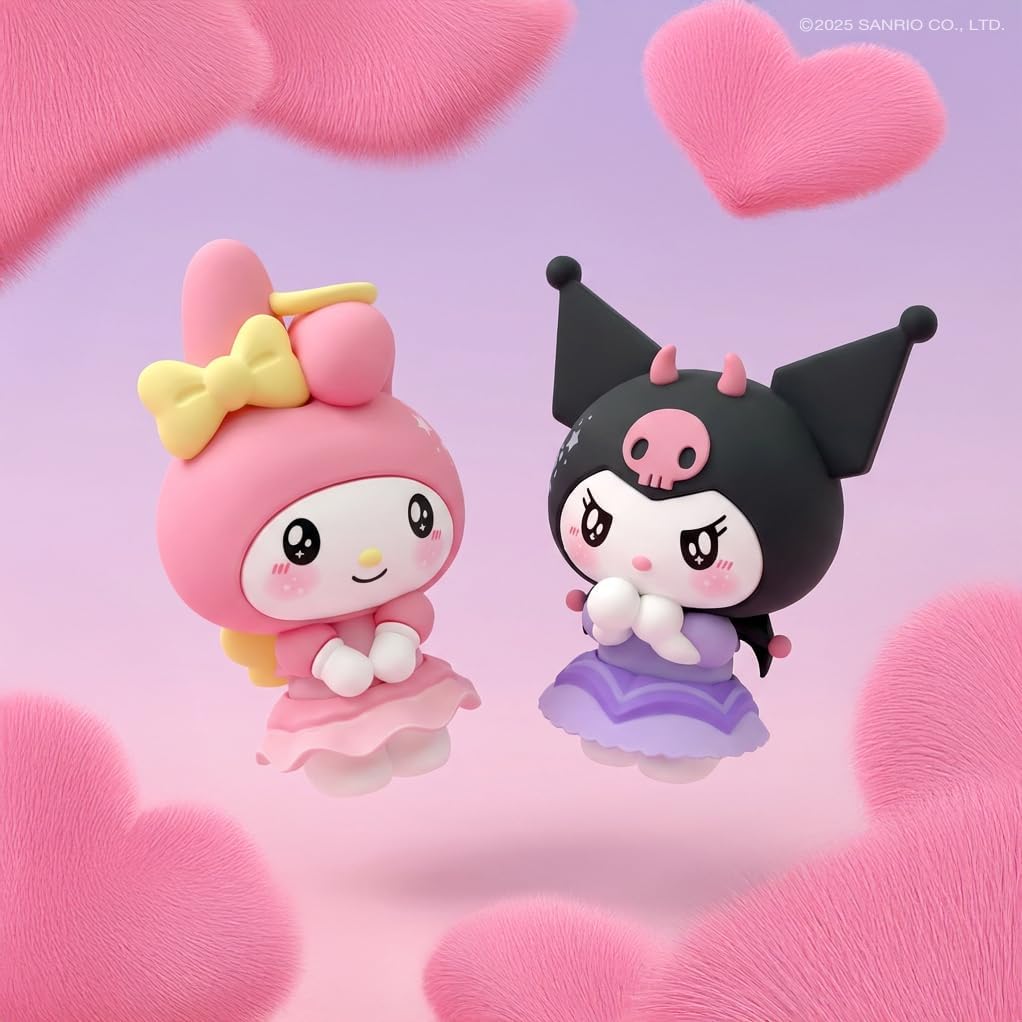 Kuromi Diablo Figur mit Schlüsselanhänger und Zubehör - Kuromi und My Melody Angel&Devil Kollektion - für Fans von Hello Kitty and Friends Kawaii