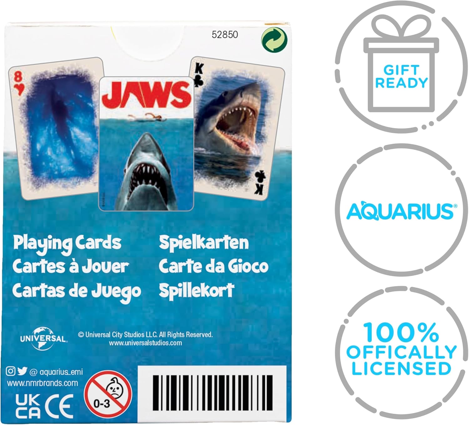 AQUARIUS Jaws Playing Cards - Jaws Themed Deck of Cards for Your Favorite Card Games - Officially Licensed Jaws Merchandise & Collectibles, 2.5 x 3.5