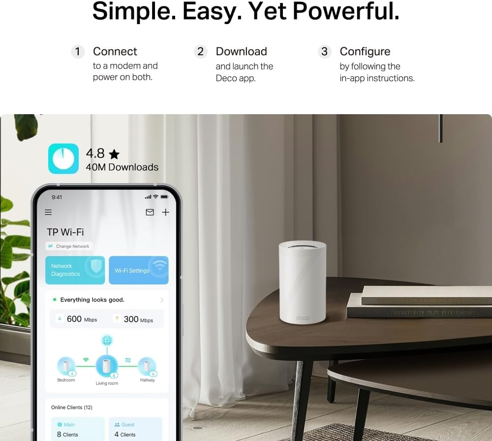 TP-Link Deco BE68 BE14000 Tri-Band 7 Router,AI Roaming Router,Mesh System with MLO,Gigabit Ports,Extender Booster,VPN Encryption WiFi Booster,APP Control,Google Home,Alexa